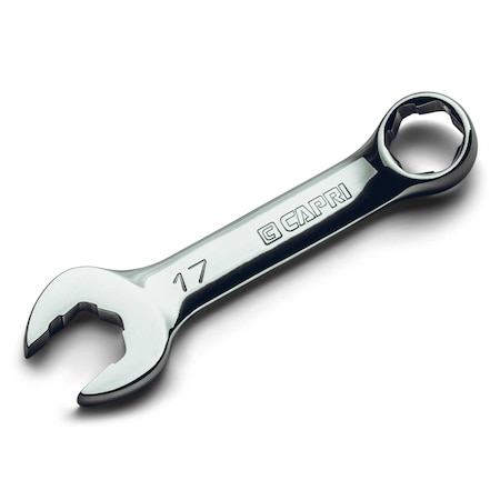 Capri Tools 17 mm WaveDrive Pro Stubby Combination Wrench for Regular and Rounded Bolts CP11750-M17SB